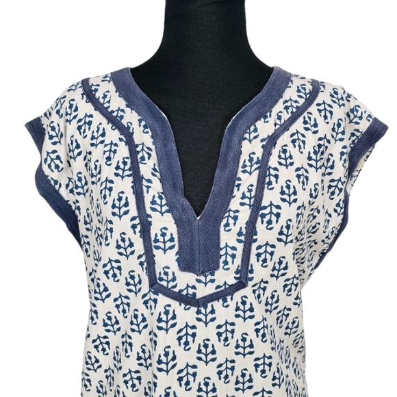 Madison Mathews Women Tunic Medium White V-Neck Beachy Vacation Cover Up Light - Picture 7 of 14